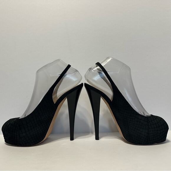 Vintage Giuseppe Zanotti Slingback Heels size IT 38.5 Black Suede - Picture 4 of 10